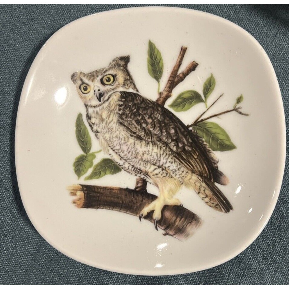 House of Goebel small square-edged plate, Great horned owl